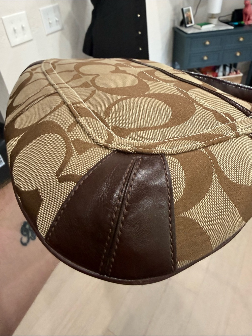 Coach Signature Canvas Shoulder Bag in Tan and Brown - Picture 8 of 12
